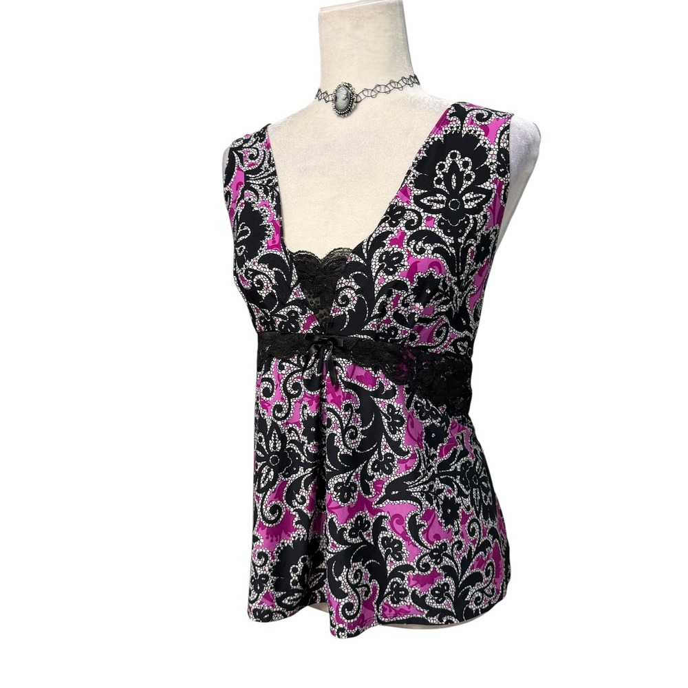 Vtg Y2k Tank Top Women L Lace Empire Waist Whimsigoth Coquette Fairy Ethereal - Picture 3 of 10